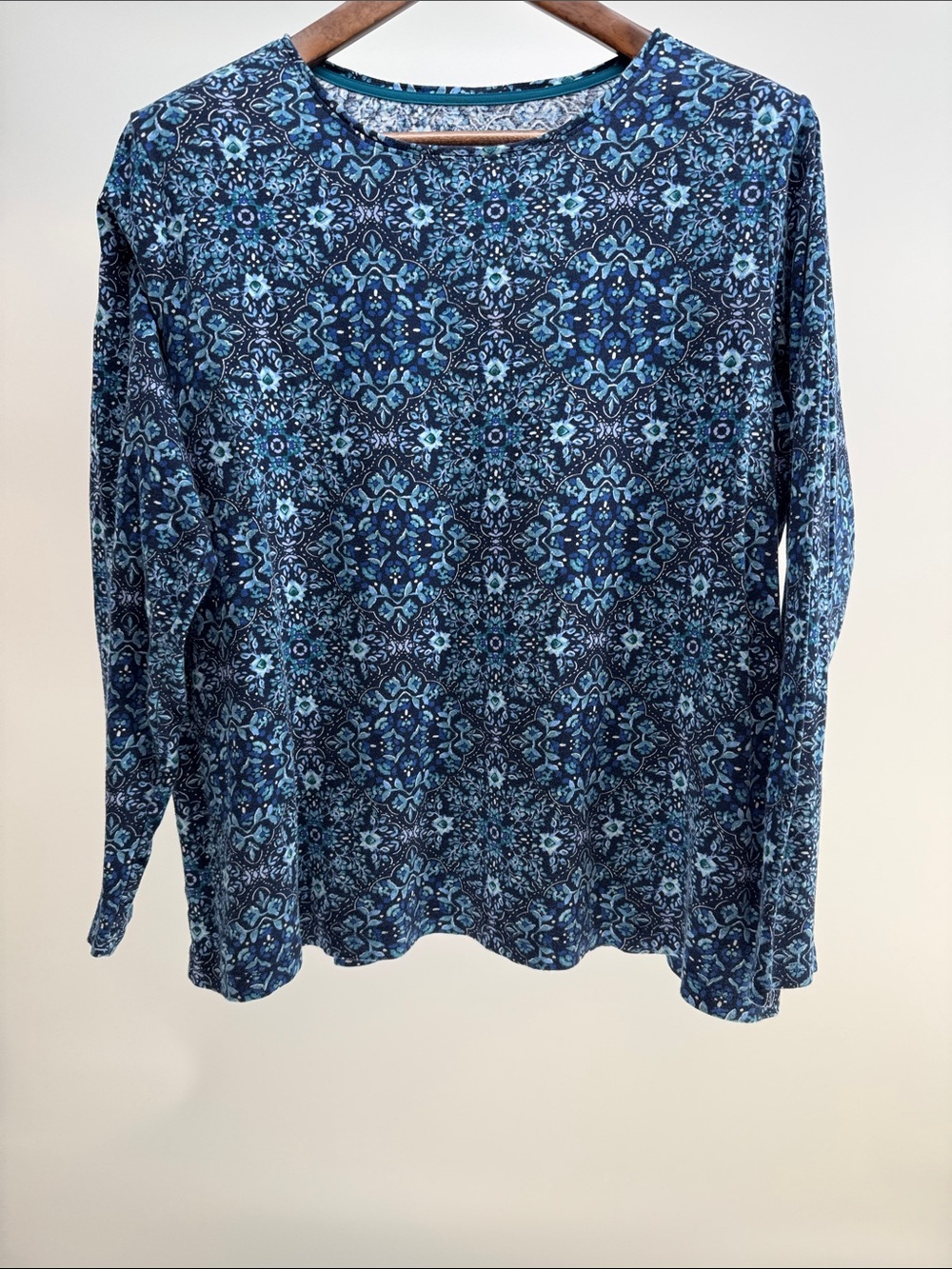 croft & barrow Blue Multi-Print Long Sleeve Top